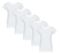 TupTam Maillot de Corps Enfant - Lot de 5 Débardeurs Garçon Manches Courtes, 100% Coton, Blanc, 128-134