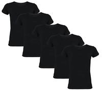 TupTam Maillot de Corps Enfant - Lot de 5 Débardeurs Garçon Manches Courtes, 100% Coton, Noir, 116-122