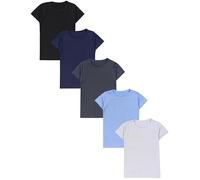 TupTam Maillot de Corps Enfant - Lot de 5 Débardeurs Garçon Manches Courtes, 100% Coton, Noir Bleu foncé Anthracite Gris Bleu, 128-134