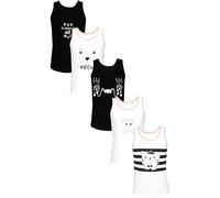 TupTam Maillots de Corps Fille 5 Pièces Coton Confortable, Chats Crème Noir, 146-152