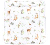 TupTam Matelas à Langer à Motifs pour Bebe Filles et Garçons, Animaux de la forêt/Hérisson/Chevreuil/Renard/Lapin/Beige, 70 x 50 cm