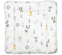 TupTam Matelas à Langer à Motifs pour Bebe Filles et Garçons, Forêt/Renard/Chevreuil/Hérisson/Ourson/Beige, 70 x 60 cm