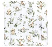 TupTam Matelas à Langer à Motifs pour Bebe Filles et Garçons, Safari/Lion/Marron/Feuilles/Vert, 70 x 50 cm