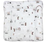 TupTam Matelas à Langer à Motifs pour Bebe Filles et Garçons, Tracteurs/Arcs-en-ciel/Beige, 75 x 85 cm