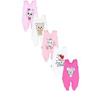TupTam Nouveau née Combinaison en Coton Pyjama Barboteuses pour Bébé Garçon Fille Grenouillères Imprimé 5 Pièces, I love Mum Dad/Blanc/Chat/Souris/Rose/Ours/Ecru, 62