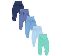 TupTam Pantalon avec Pieds pour Bébé, Lot de 5., Bleu foncé Jeans Bleu Mint, 68