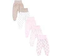 TupTam Pantalon avec Pieds pour Bébé, Lot de 5., Renard Rose Rayures Etoiles Blanc Beige, 62