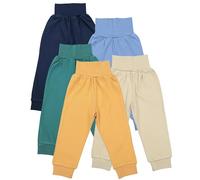 TupTam Pantalon Bébé 5 Pièces - Pantalon Bébé Garçon et Fille en Coton Confortable, Certifié Oeko-TEX, Bleu foncé/Bleu/Jaune Moutarde/Beige/Vert, 62