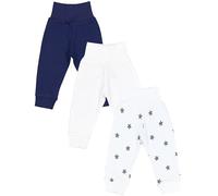 TupTam Pantalon Bébé Garçon 3 Pièces Coton Confortable Certifié Oeko-TEX, Étoiles Bleues et Blanches, 80