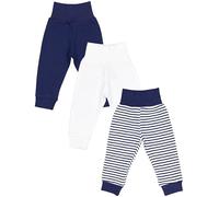 TupTam Pantalon Bébé Garçon 3 Pièces - Pantalon Coton Bébé Confortable, Certifié Oeko-TEX, Rayures_Bleu_Blanc, 80
