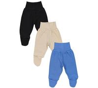 TupTam Pantalon Bébé Garçon avec Pieds 3 Pièces - Pantalon Bébé Confortable en Coton Doux, Bleu Marine Beige, 68
