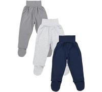 TupTam Pantalon Bébé Garçon avec Pieds 3 Pièces - Pantalon Bébé Confortable en Coton Doux, Gris Navy Gris chiné, 74