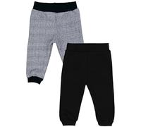 TupTam Pantalon Bébé Garçon Hiver 2 Pièces - Pantalon Bébé Chaud en Coton Doublé Polaire, Noir/Graphite Chiné, 86