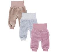 TupTam Pantalon de Jogging pour Bébés Filles en Velours, Lot de 3, Gris Mélangé/Beige/Rose, 104