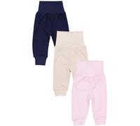 TupTam Pantalon de Jogging pour Bébés Filles, Lot de 3, Beige/Bleu Foncé/Rose Poudré, 74
