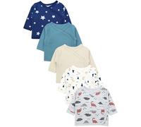 TupTam T-Shirt pour Bébés Garçon Manches Longues 5 Packs, Étoiles Bleues, Ours Beiges, Dinosaure, 68