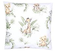 TupTam Taies d'oreillers Décoratives pour Enfant, Safari/Lion/Marron/Feuilles/Vert, 40 x 40 cm
