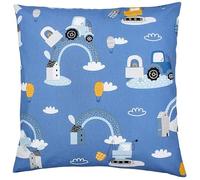 TupTam Taies d'oreillers Décoratives pour Enfant, Tracteurs/Arcs-en-Ciel/Bleu/Gris, 40 x 80 cm