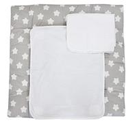 TupTam Tapis à Langer avec 2 Housses Éponge Bébé, Gris Gros Blanc étoiles, 76 x 76 cm