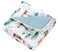 TupTam Tapis d’éveil bébé 120x120 cm - Rembourré, doux, coton, Animaux de la jungle Blancs/Verts/Beige