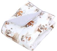 TupTam Tapis d’éveil bébé 120x120 cm - Rembourré, doux, coton, Renards Vélo Chouette Forêt Beige