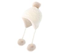 TUQIAAM Chapeau d'hiver Calotte de crâne doublée Sherpa Souple pour Filles, Chapeaux avec Cache-Oreilles, Chapeau Chaud pour Enfants, Chapeau Duveteux péruvien avec Pompon, Hiver Cadeaux pour Noël