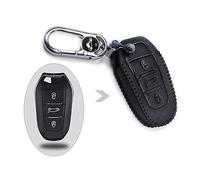 Tuqiang® Étui Clé de Voiture en Cuir Véritable Coque de clés avec Porte-clés pour Peugeot C 3 Boutons Intelligent Clé 1 Pc