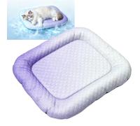 tuqieui Tapis Rafraîchissant pour Chiens Et Chats, Coussin Auto-rafraîchissant en Soie Glacée Alvéolée 3D, Lavable Et Antidérapant, avec Rebords Surélevés pour Cages Et Chenils 60 * 50 (Purple,1Pcs)