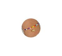 Turandoss Bracelets colorés en perles pour filles et femmes - Bracelet délicat plaqué or 18 carats avec initiale A-Z - Bracelets superposés pour femmes et adolescentes, 6"+2", Laiton, Pas de gemme