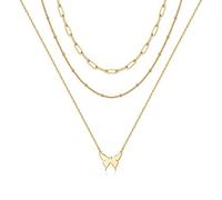 Turandoss Collier ras-du-cou délicat fait à la main plaqué or 14 carats avec pendentif en Y multicouche réglable pour femme, métal, inconnu, Métal, Non connu