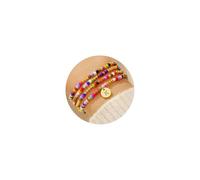 Turandoss Lot de 4 bracelets colorés en perles pour femmes et adolescentes - Jolis bracelets extensibles en perles avec initiales de A à Z empilables pour filles, femmes, adolescentes, cadeaux