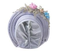 Turban à fleurs africaines pour expression culturelle traditionnelle pour la vie quotidienne et les événements culturels, blanc, taille unique