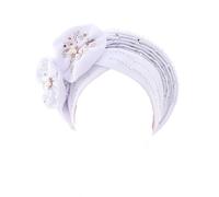 Turban africain pour femme - Pour fête de mariage, blanc, Taille unique