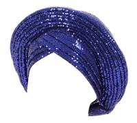 Turban africain pour femme pour mariage, extérieur, voyage, paillettes respirantes, turban pour temps chaud, turban à paillettes pour femme, bleu marine, Taille unique