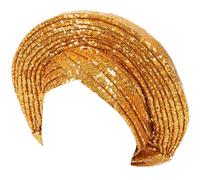 Turban africain pour femme pour mariage, extérieur, voyage, paillettes respirantes, turban pour temps chaud, turban à paillettes pour femme, doré, Taille unique