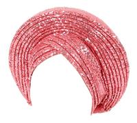 Turban africain pour femme pour mariage, extérieur, voyage, paillettes respirantes, turban pour temps chaud, turban à paillettes pour femme, rouge pastèque, Taille unique