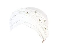 Turban africain - Turban torsadé - Bonnet tressé avec strass et perles - Pour femmes et filles - Taille UK, 4_Blanc, taille unique