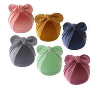 Turban Bebe Fille, 6 Pièces Bonnet Bandeau Élastique avec Nœud Papillon Mignon Elastique Coton Enfant Chapeaux Turban Bébé Chapeau Coton Doux Unisexe Bonnets de Naissance pour Fille Garçon