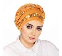 Turban brodé polyvalent avec détails tressés, idéal comme foulard ou bonnet pour la mode quotidienne. (Yellow, One Size)