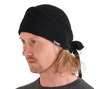 Turban Cheveux Bandana à Fronces, Chapeau Homme et Foulard Pirate Femme, Accessoire Costume, Écharpe Toutes Saisons Boho Chic Noir
