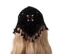 Turban délicat au crochet avec pompons pour filles chaudes prenant des photos, écharpe de cheveux en tricot pour femme, accessoire de cheveux de voyage