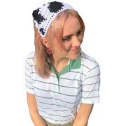 Turban délicat au crochet motif vache pour filles qui prennent des photos, écharpe de cheveux en tricot pour femme, accessoire de cheveux au crochet pour femme, bandeau fait à la main avec joli motif