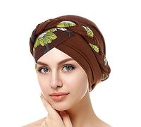 Turban élégant pour femme - Bandeau élastique - Bonnet hijab chimio - Chapeau islamique - Accessoire de chimiothérapie - Pour perte de cheveux - Cancer, café, taille unique