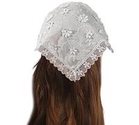 Turban en dentelle à motif floral délicat pour fille - Écharpe triangulaire transparente pour femme - Accessoire de cheveux en dentelle pour femme