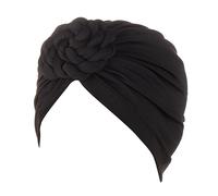 Turban Ethnic Cap Turban Headwear Cover Wrap Hat Bohemian Hair Cap Braids Flower Head Cancer Heardband Châle Gitan (Black, One Size)