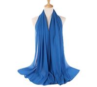 Turban Femme Chimio - Chiffon Hijabs Bandeau Ordinaire Hijab Femmes Shawls Foulard Enveloppé Foulard Musulman Foulard Musulman (Blue One Size)