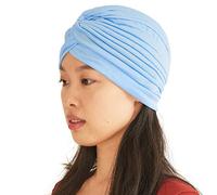 Turban Femme Twist Plissé Vintage - Chapeau Homme Bonnet Mode Festival Costume Divination Chic Retro Sky Bleu