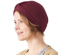 Turban Homme Foulard Cheveux Femme en Coton, Bonnet Chimio D'Été avec Twist Mode Festival, Accessoire Cache Repousse Ou Perte De Cheveux en Couleur Bourgogne