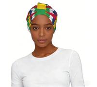 Turban imprimé drapeau de l'Afrique centrale pour femme, foulard extensible, chapeau léger, bonnet de sommeil, chimio peau sensible, cadeau