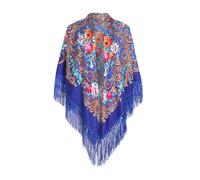 Turban Mode Chimio Bonnet pour Femme - Femmes Dame Musulmane Folk Impression Personnalisée Gland Carré Écharpe Wrap Châle Écharpe (Blue One Size)